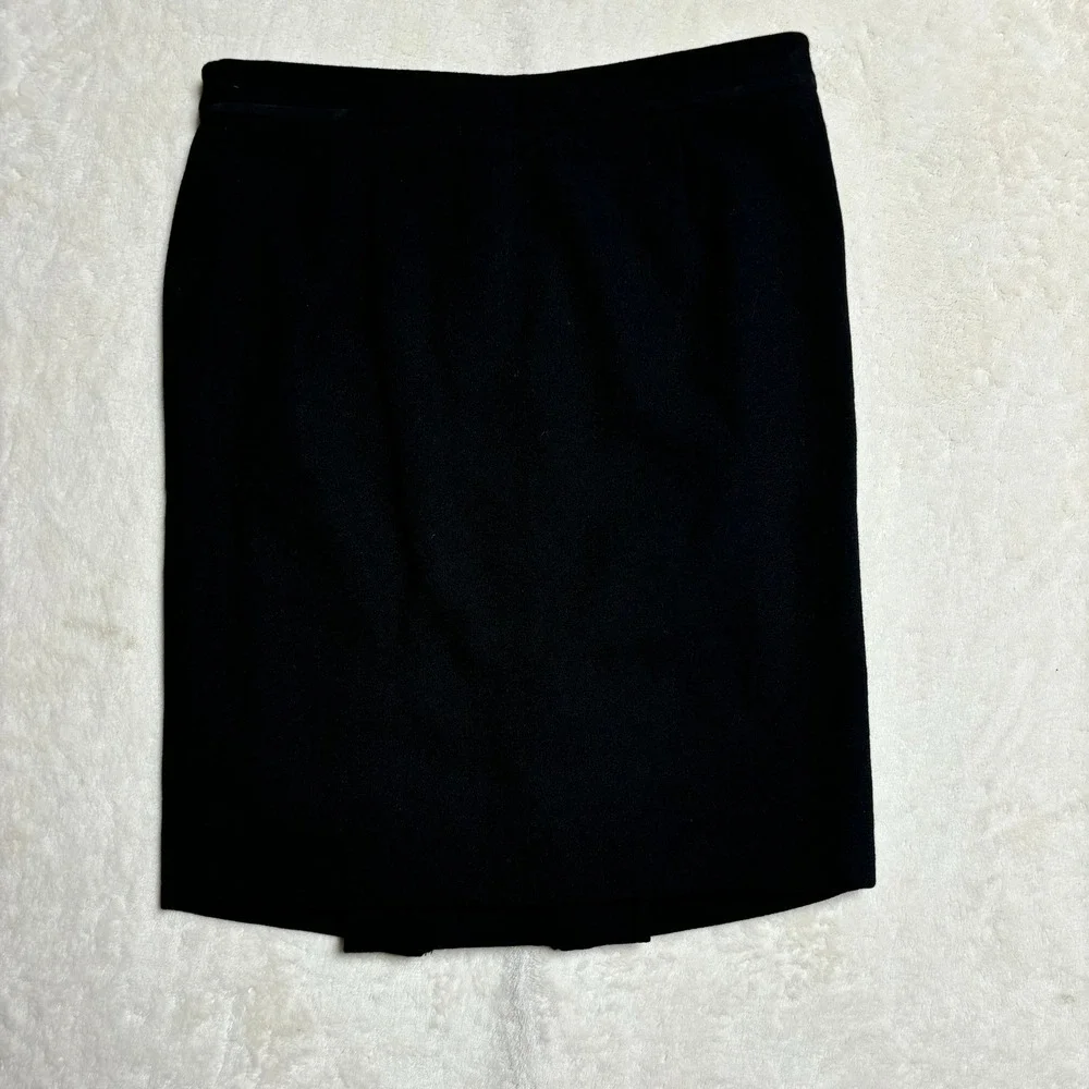 Tory Burch‎ Womens Black Pencil Skirt Size 0 Back Slit Wool Quiet Luxury Lined